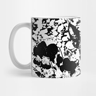 Black and White Violets and Gravel Mug